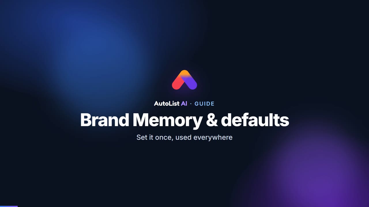 Brand Memory & defaults video guide